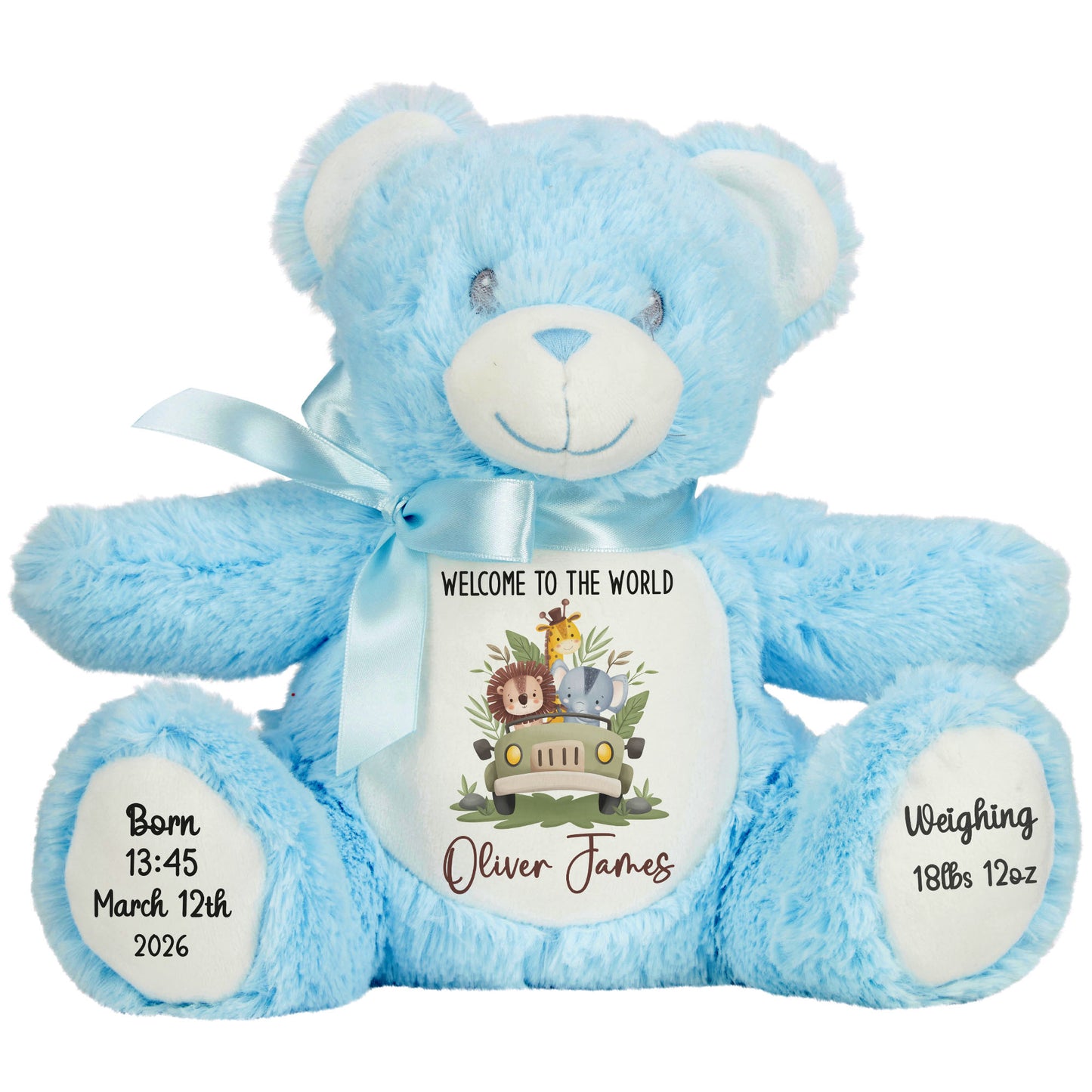Baby Animal Safari Car New Baby Personalised Teddy Bear