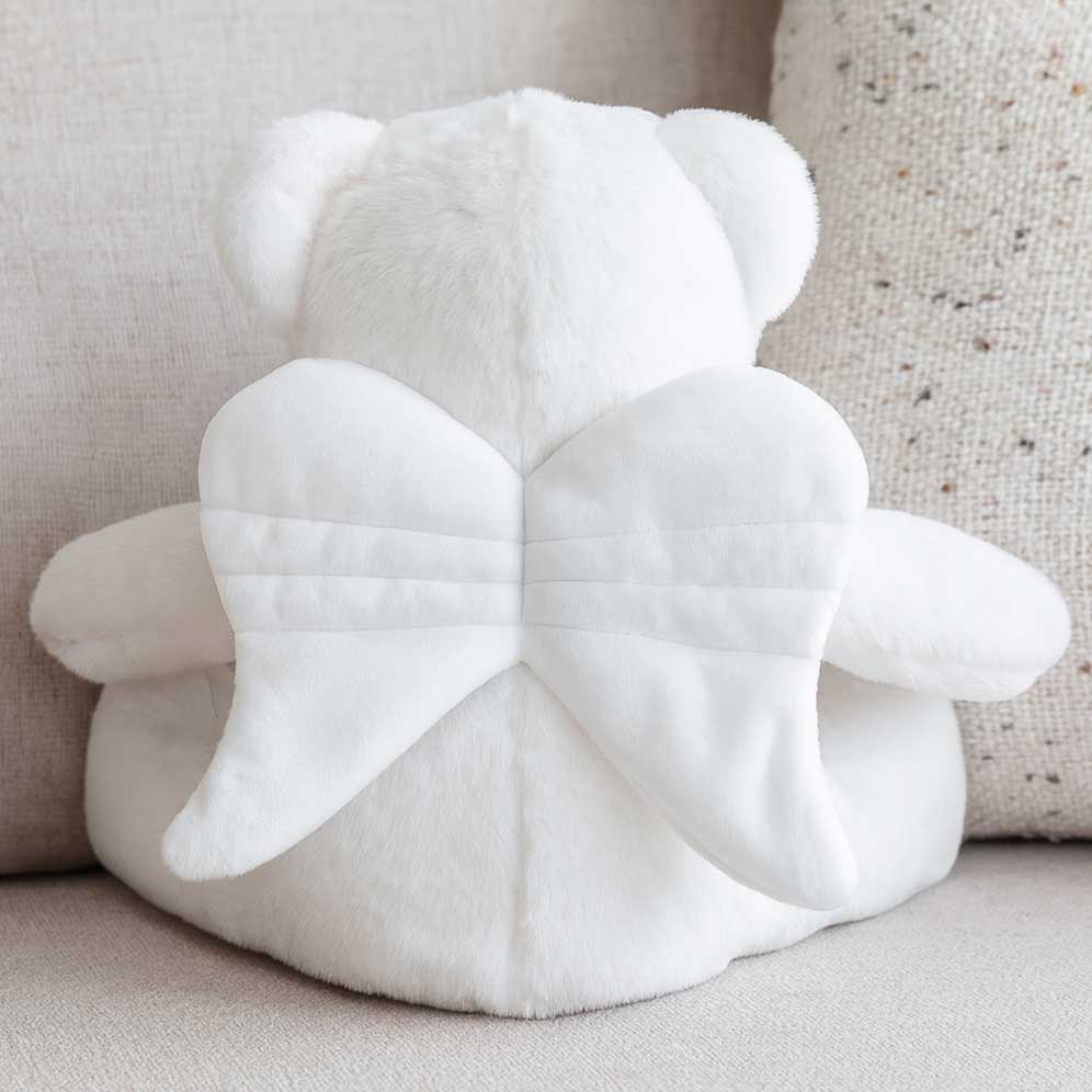 White angel teddy bear plush toy with wings on a neutral background CFHANG