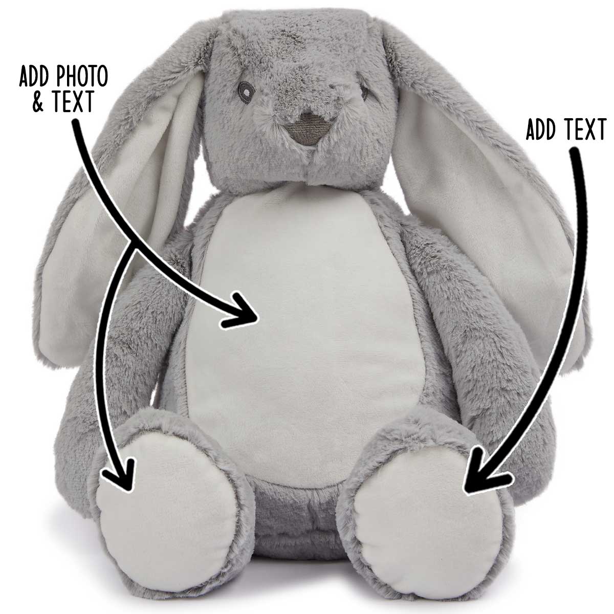 Personalised Large Grey Bunny Teddy