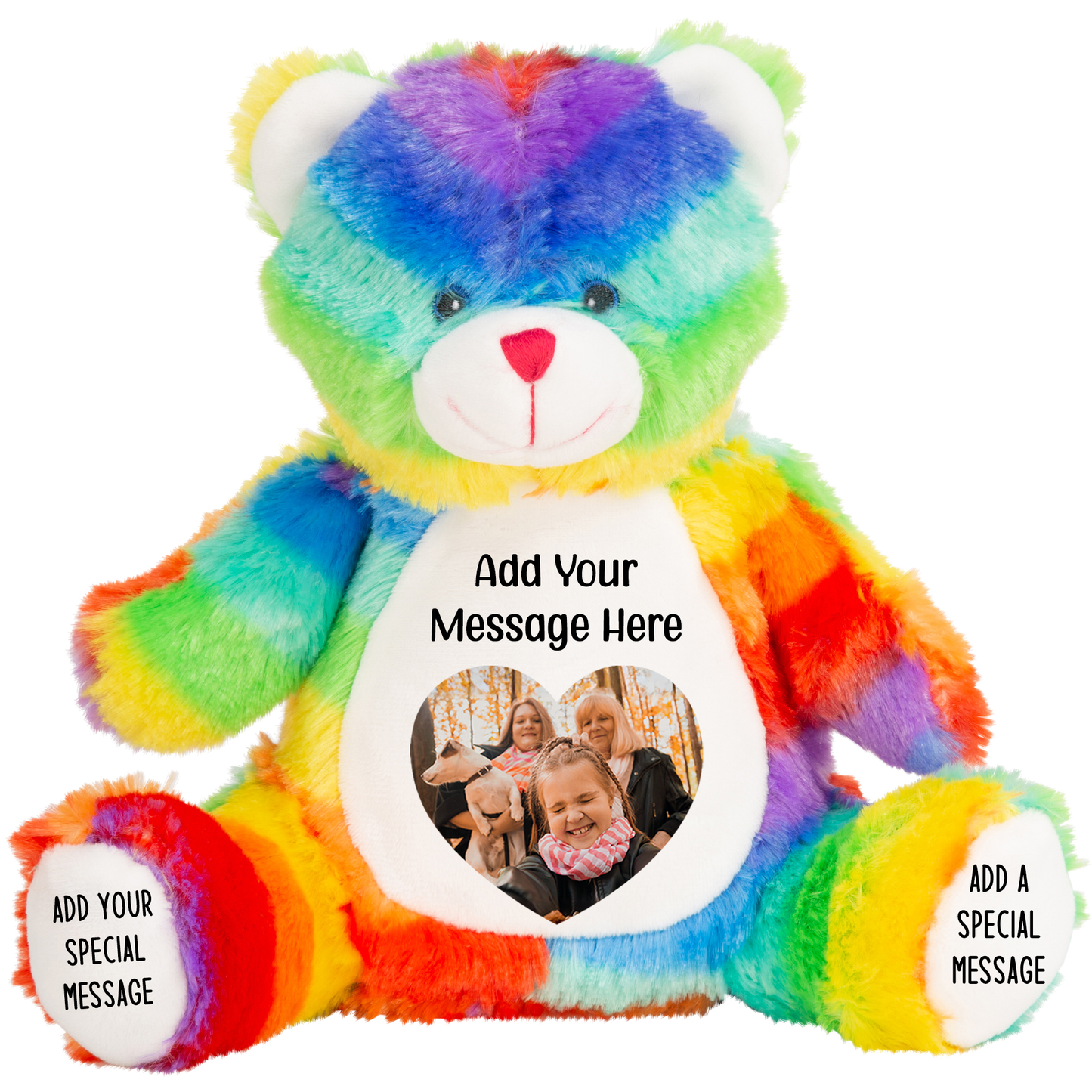 Design a Personalised Rainbow Teddy Bear – Add Your Photo, Name or Message