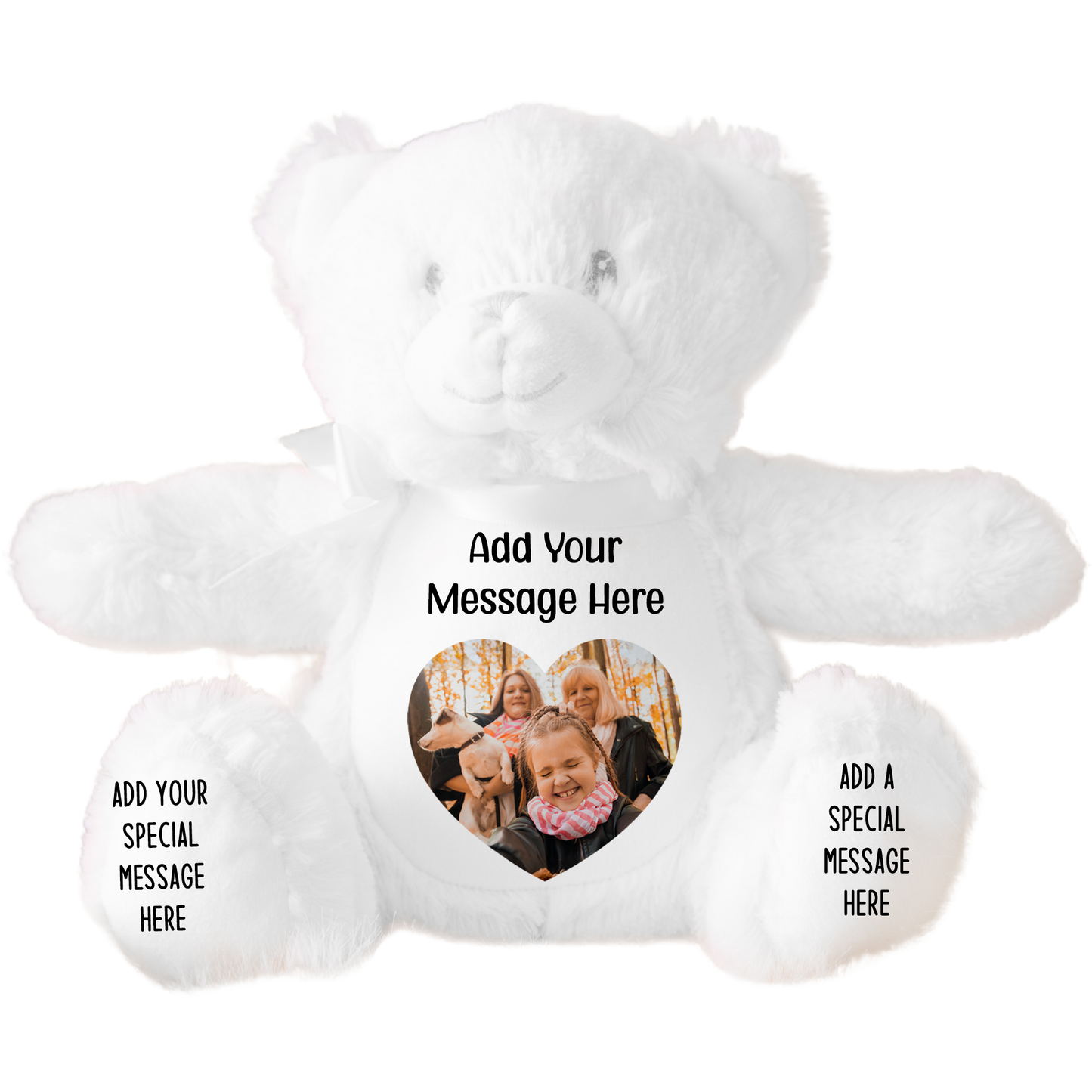 Design a Personalised White Teddy Bear – Add Your Photo, Name or Message