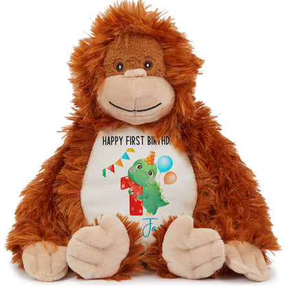 1st birthday dino party personalised teddy bears Orangutan
