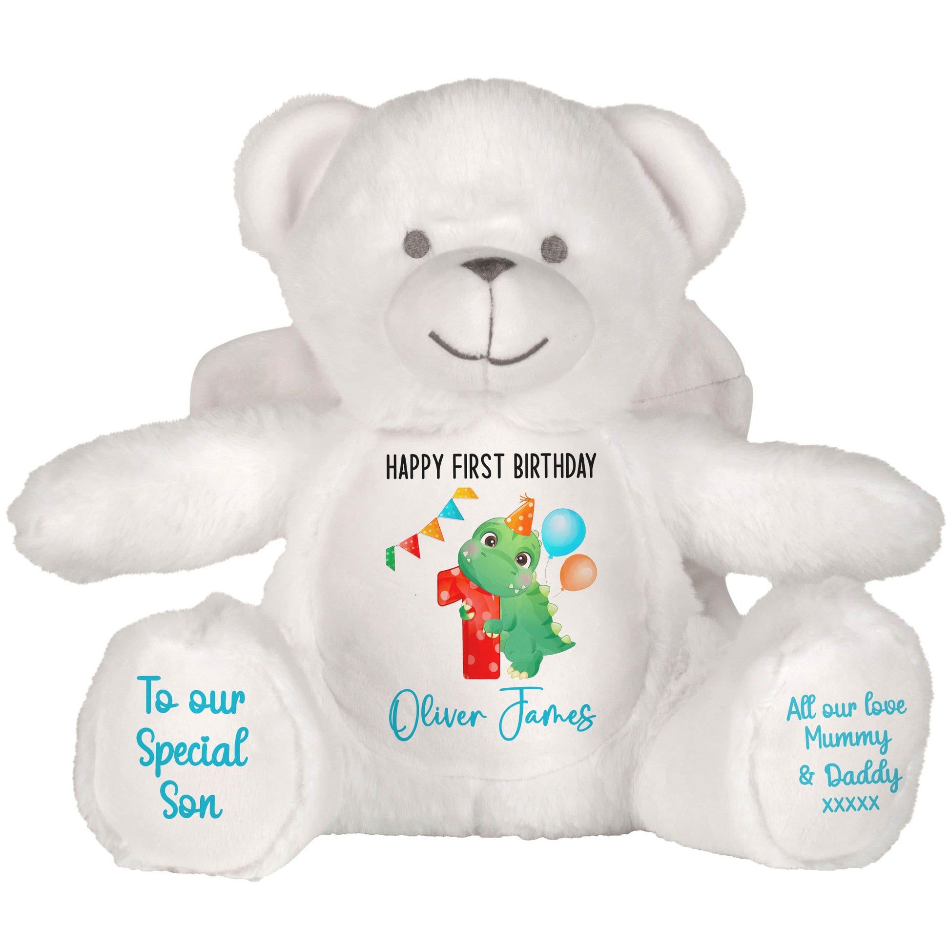 1st birthday dino party personalised teddy bears Angel