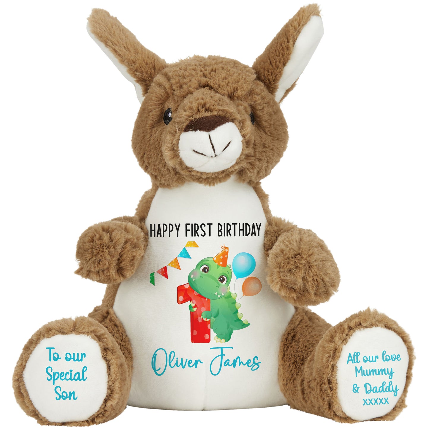 1st birthday dino party personalised teddy bears Kangaroo