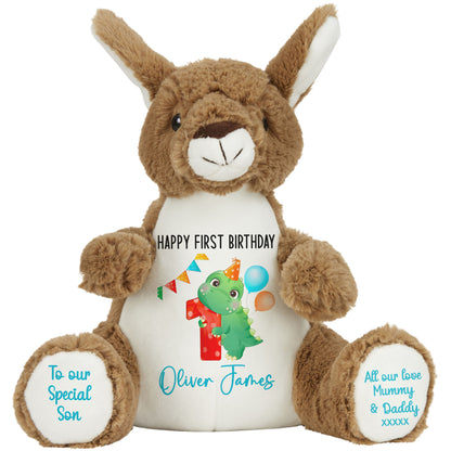 1st birthday dino party personalised teddy bears Kangaroo
