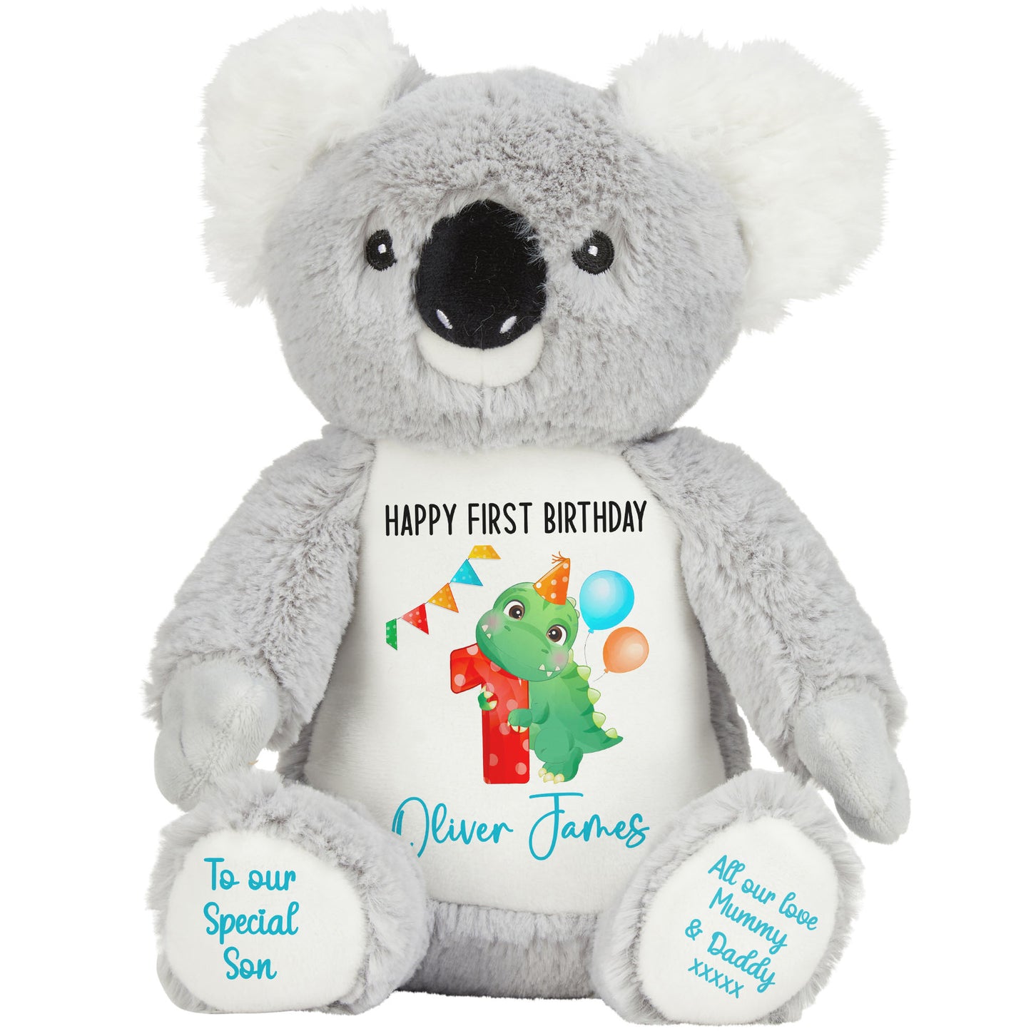 1st birthday dino party personalised teddy bears Koala