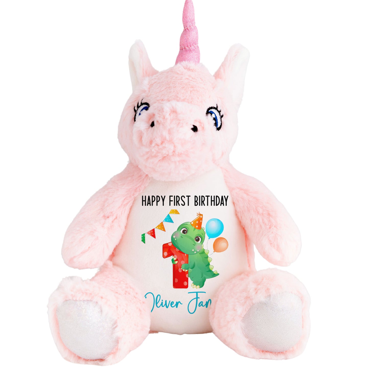 1st birthday dino party personalised teddy bears Unicorn