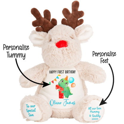 1st birthday dino party personalised teddy bears Reindeer STOCK-REINDEER