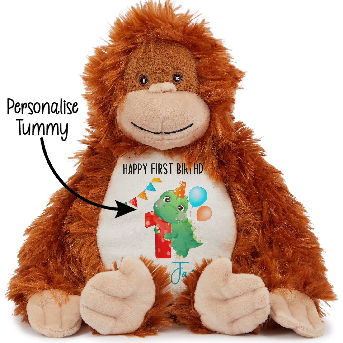 1st birthday dino party personalised teddy bears Orangutan STOCK-ORANGUTAN