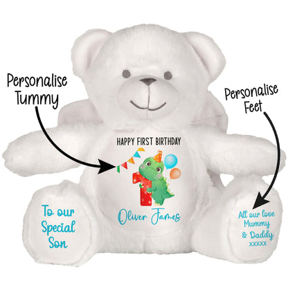 1st birthday dino party personalised teddy bears Angel STOCK-ANGEL