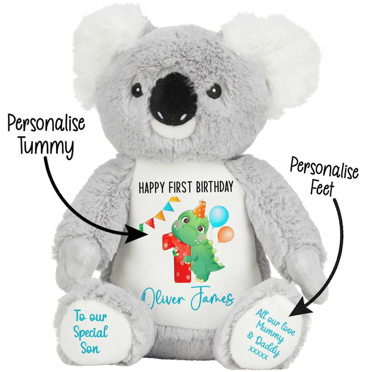1st birthday dino party personalised teddy bears Koala STOCK-KOALA