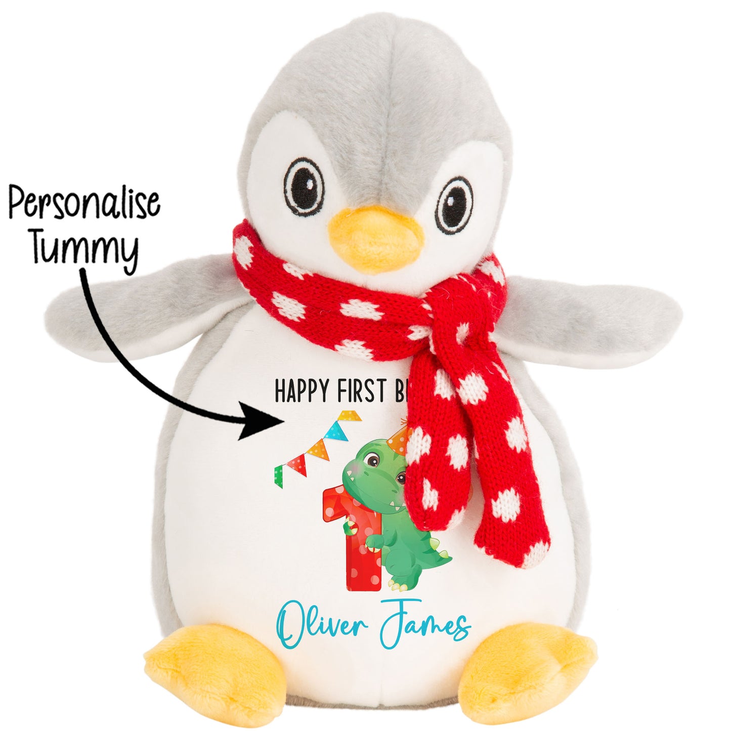 1st birthday dino party personalised teddy bears Penguin STOCK-PENGUIN