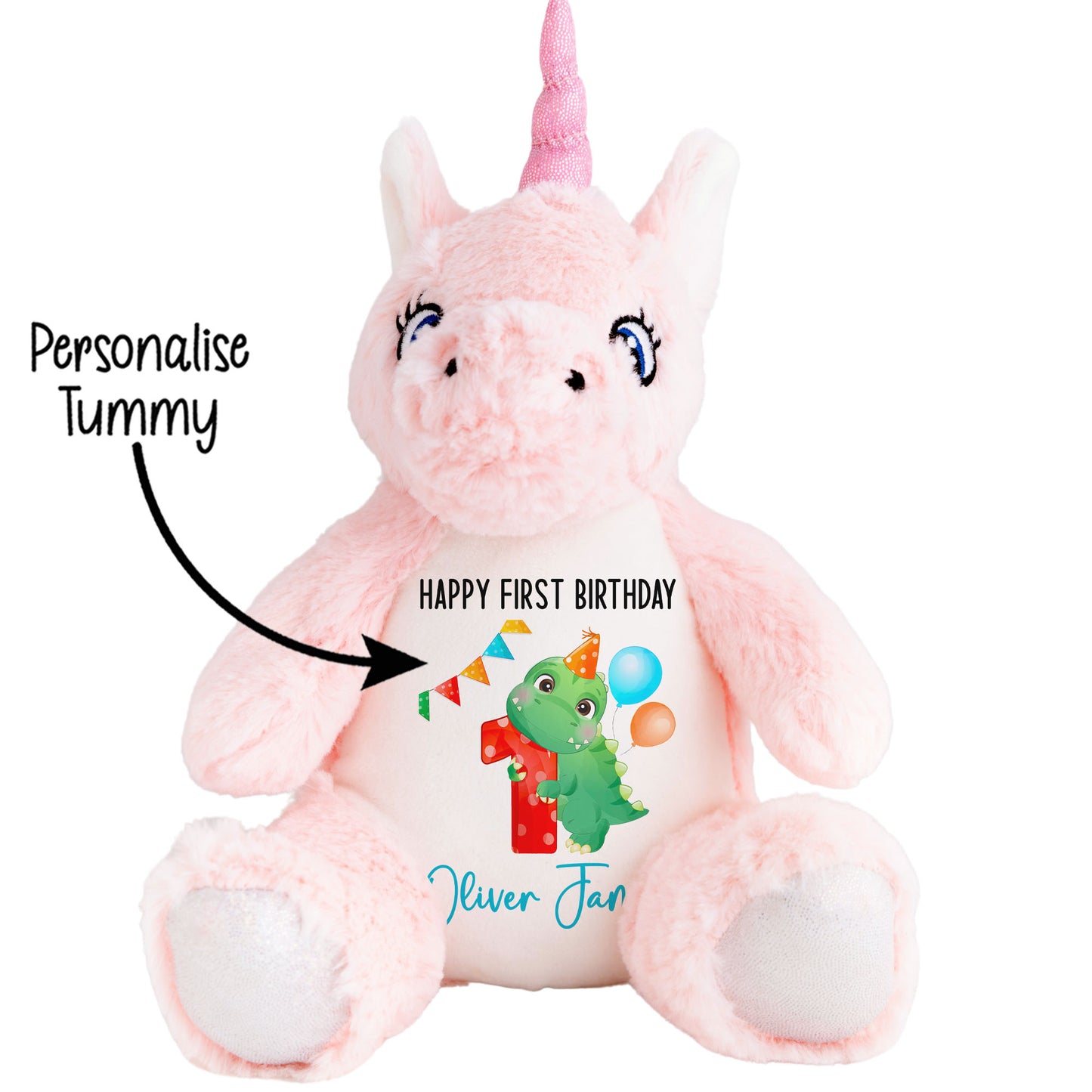 1st birthday dino party personalised teddy bears 1 Unicorn