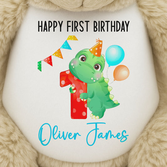 1st birthday dino party personalised teddy bears 1 MAINTHUMB