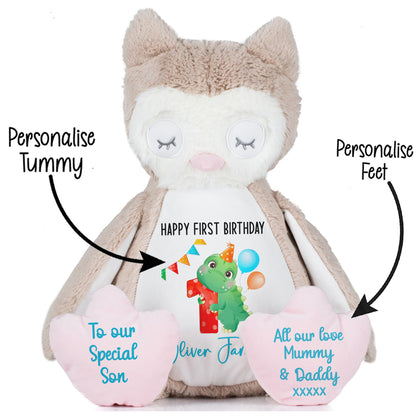 1st birthday dino party personalised teddy bears Owl STOCK-OWL