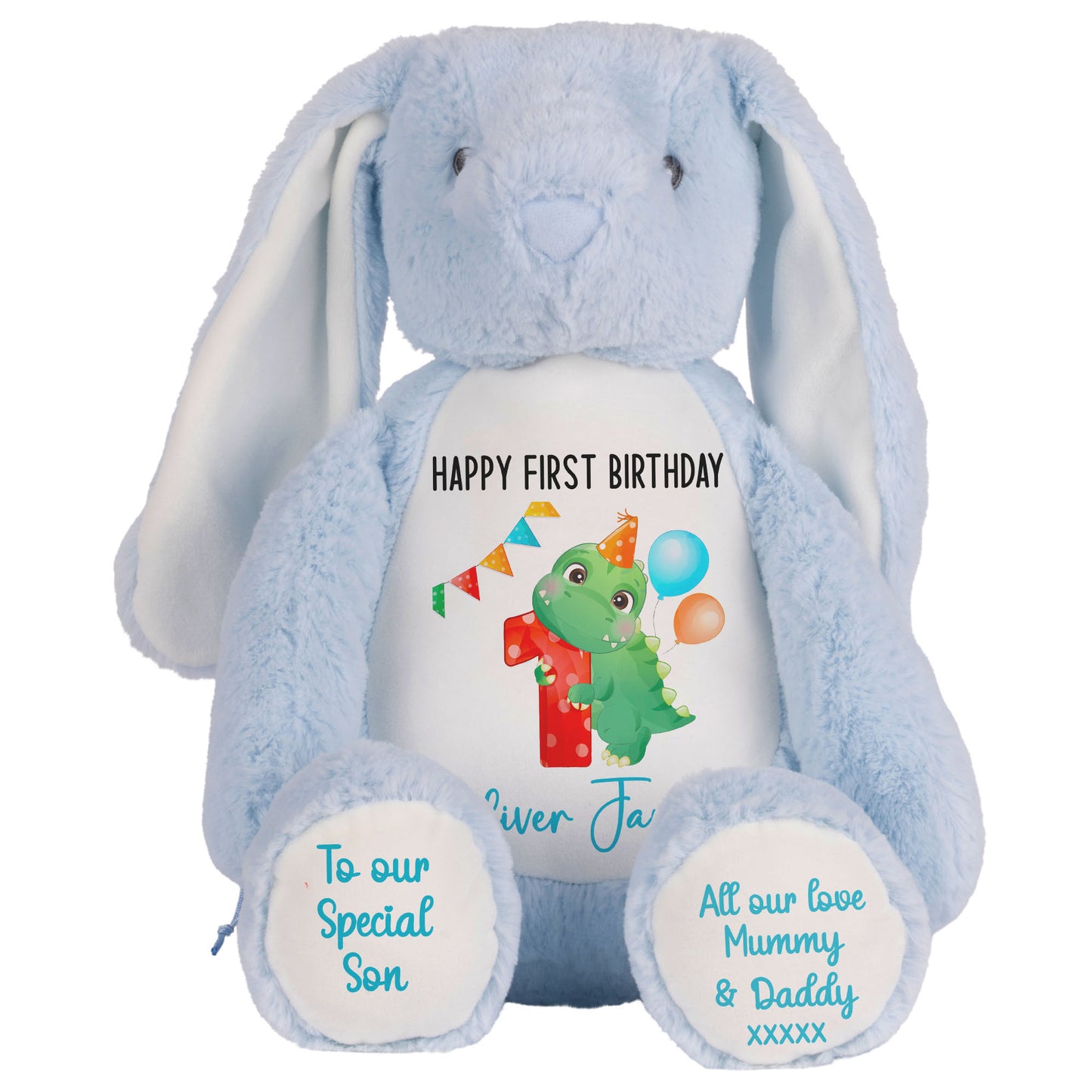1st birthday dino party personalised teddy bears Blue Bunny