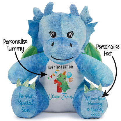 1st birthday dino party personalised teddy bears Dragon STOCK-DRAGON