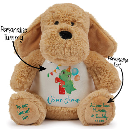1st birthday dino party personalised teddy bears Dog STOCK-DOG