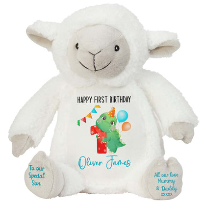 1st birthday dino party personalised teddy bears Lamb