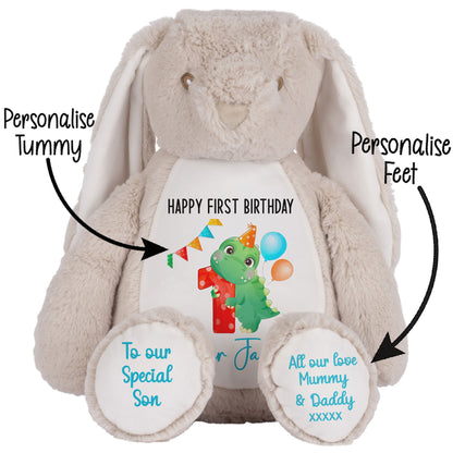 1st birthday dino party personalised teddy bears Brown Bunny STOCK-BUNNY-BROWN