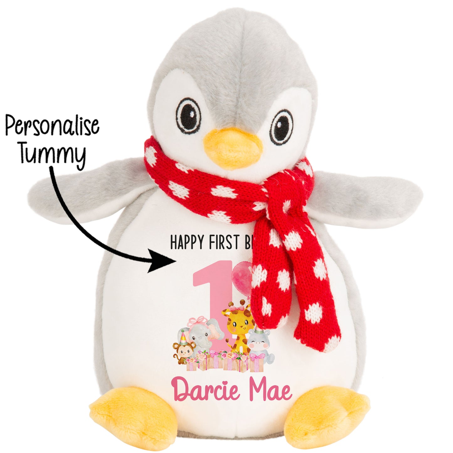 1st birthday pink safari party personalised teddy bears Penguin STOCK-PENGUIN
