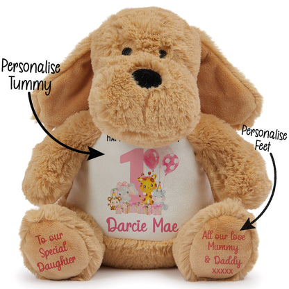1st birthday pink safari party personalised teddy bears Dog STOCK-DOG