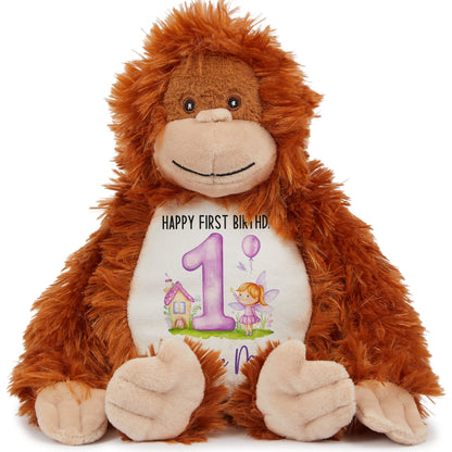 1st birthday purple fair personalised teddy bear Orangutan