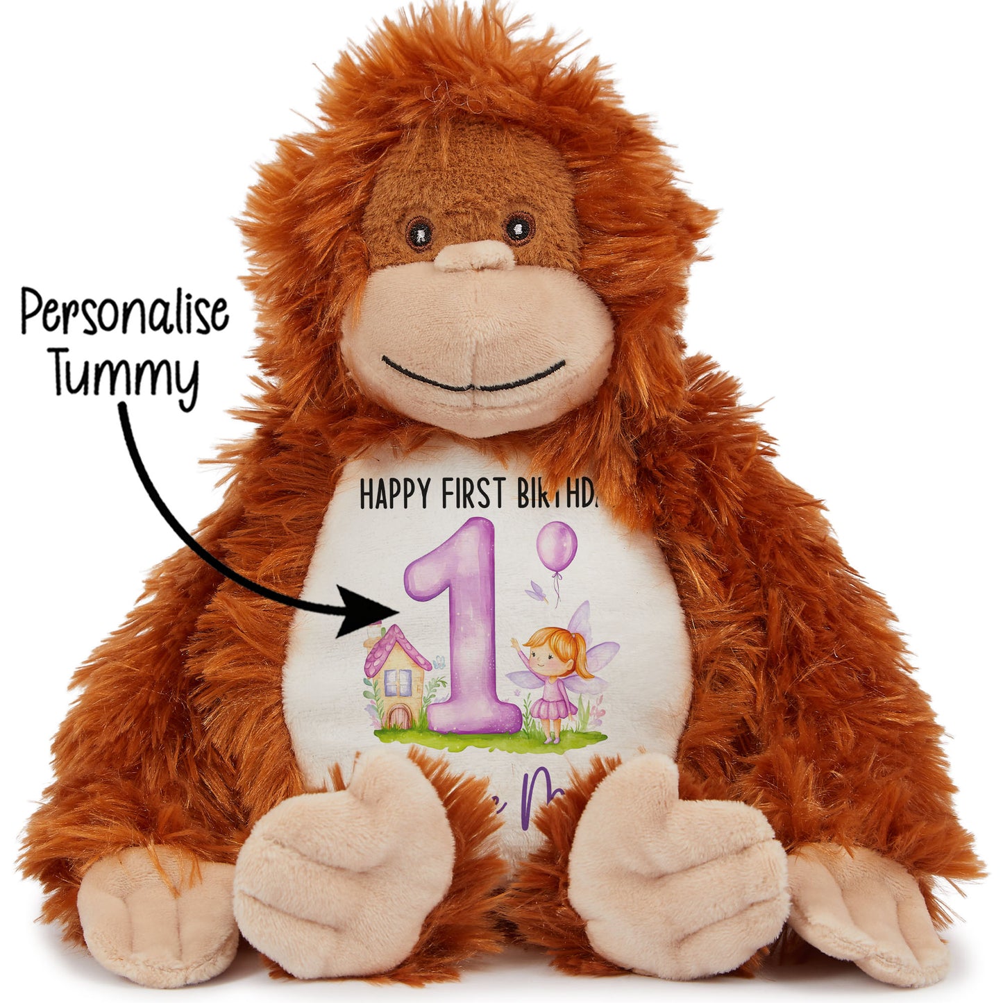 1st birthday purple fair personalised teddy bear Orangutan STOCK-ORANGUTAN