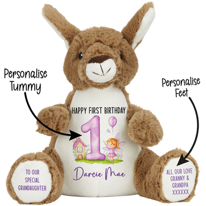1st birthday purple fair personalised teddy bear Kangaroo STOCK-KANGAROO