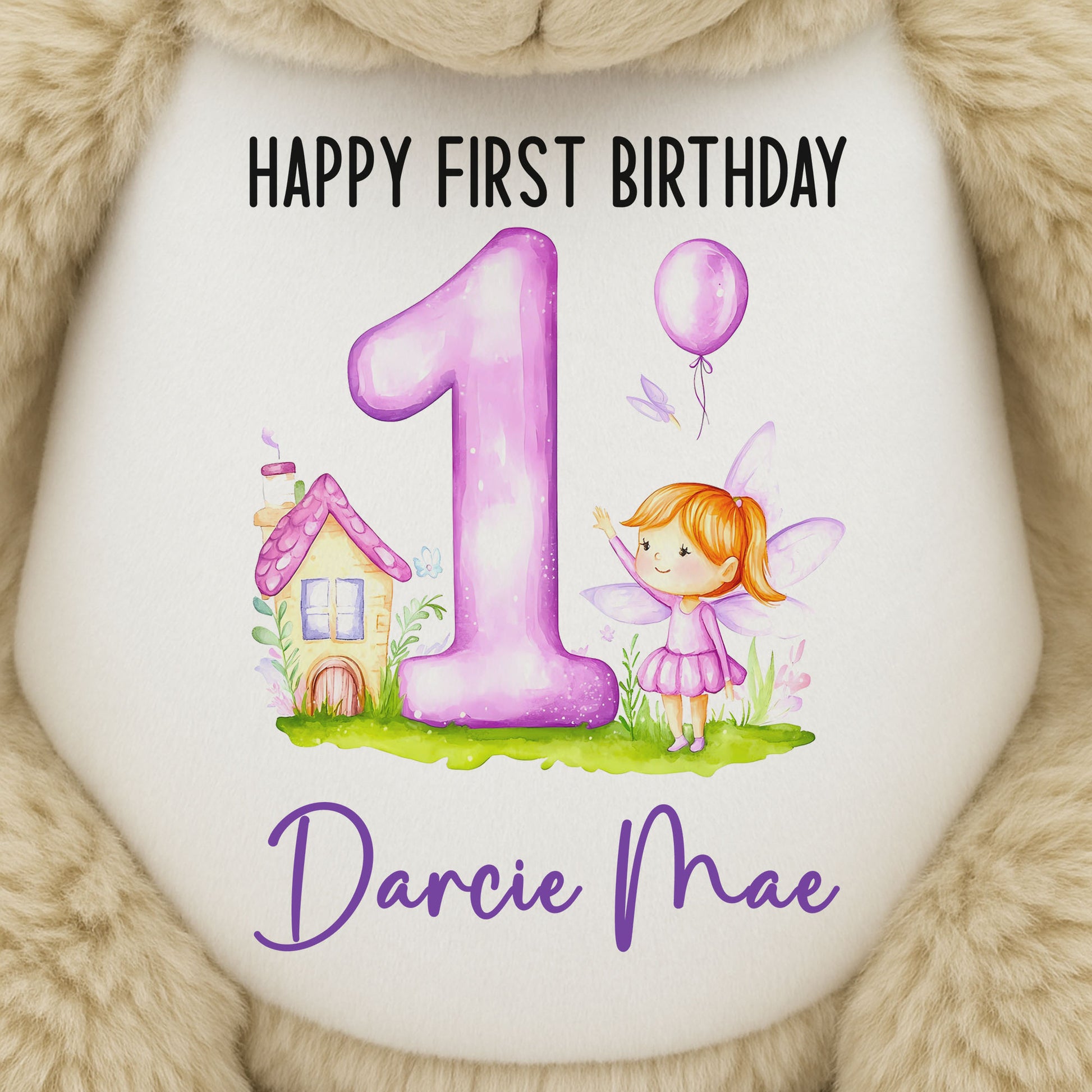 1st birthday purple fair personalised teddy bear 1 MAINTHUMB