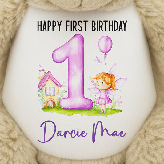 1st birthday purple fair personalised teddy bear 1 MAINTHUMB