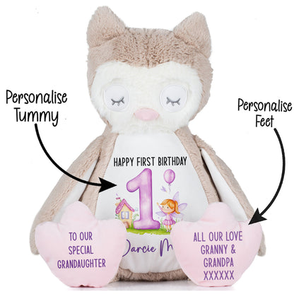 1st birthday purple fair personalised teddy bear Owl STOCK-OWL