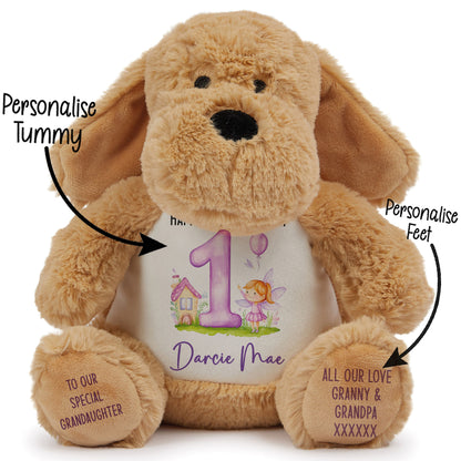 1st birthday purple fair personalised teddy bear Dog STOCK-DOG