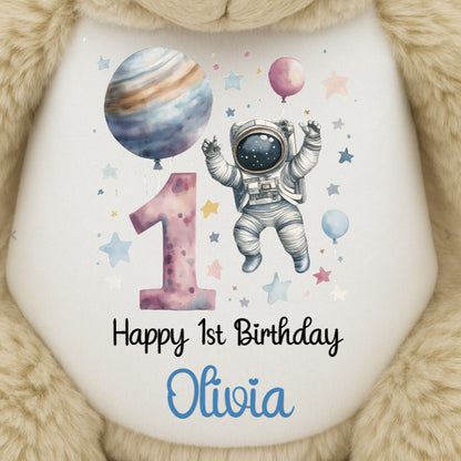 1st Birthday Spaceman Party Personalised Teddy Bear