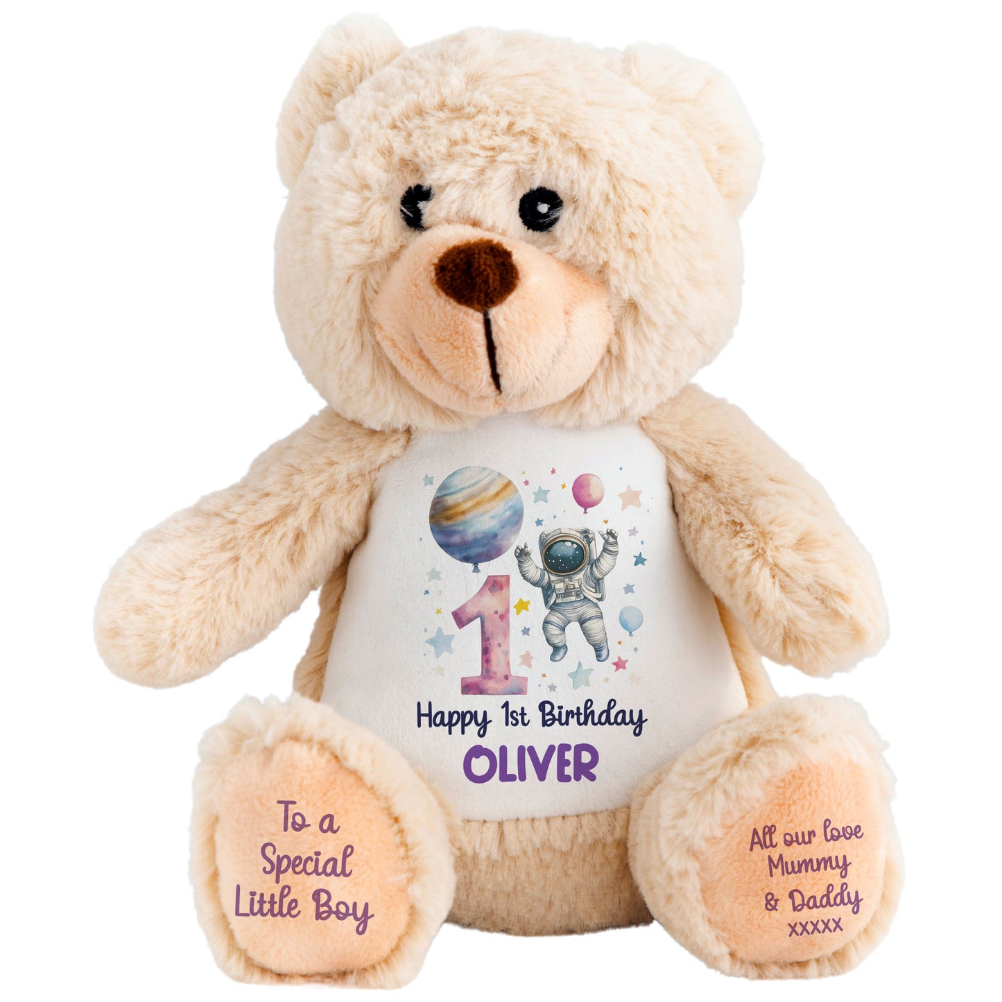 1st Birthday Spaceman Party Personalised Teddy Bear