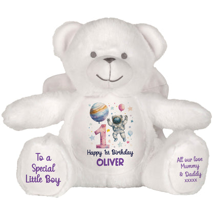 1st Birthday Spaceman Party Personalised Teddy Bear