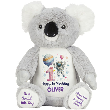1st Birthday Spaceman Party Personalised Teddy Bear
