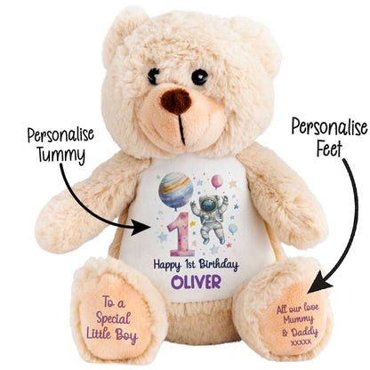 1st Birthday Spaceman Party Personalised Teddy Bear