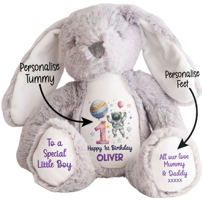 1st Birthday Spaceman Party Personalised Teddy Bear