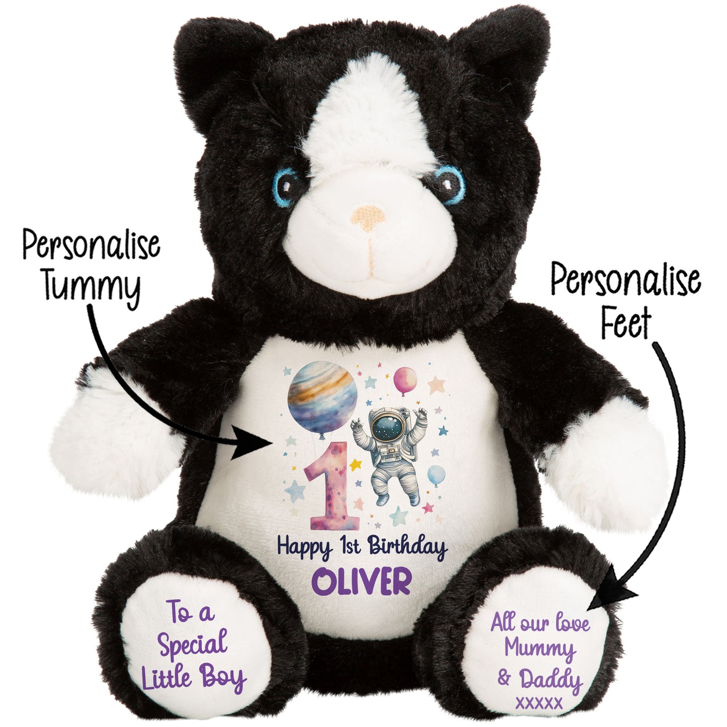 1st Birthday Spaceman Party Personalised Teddy Bear