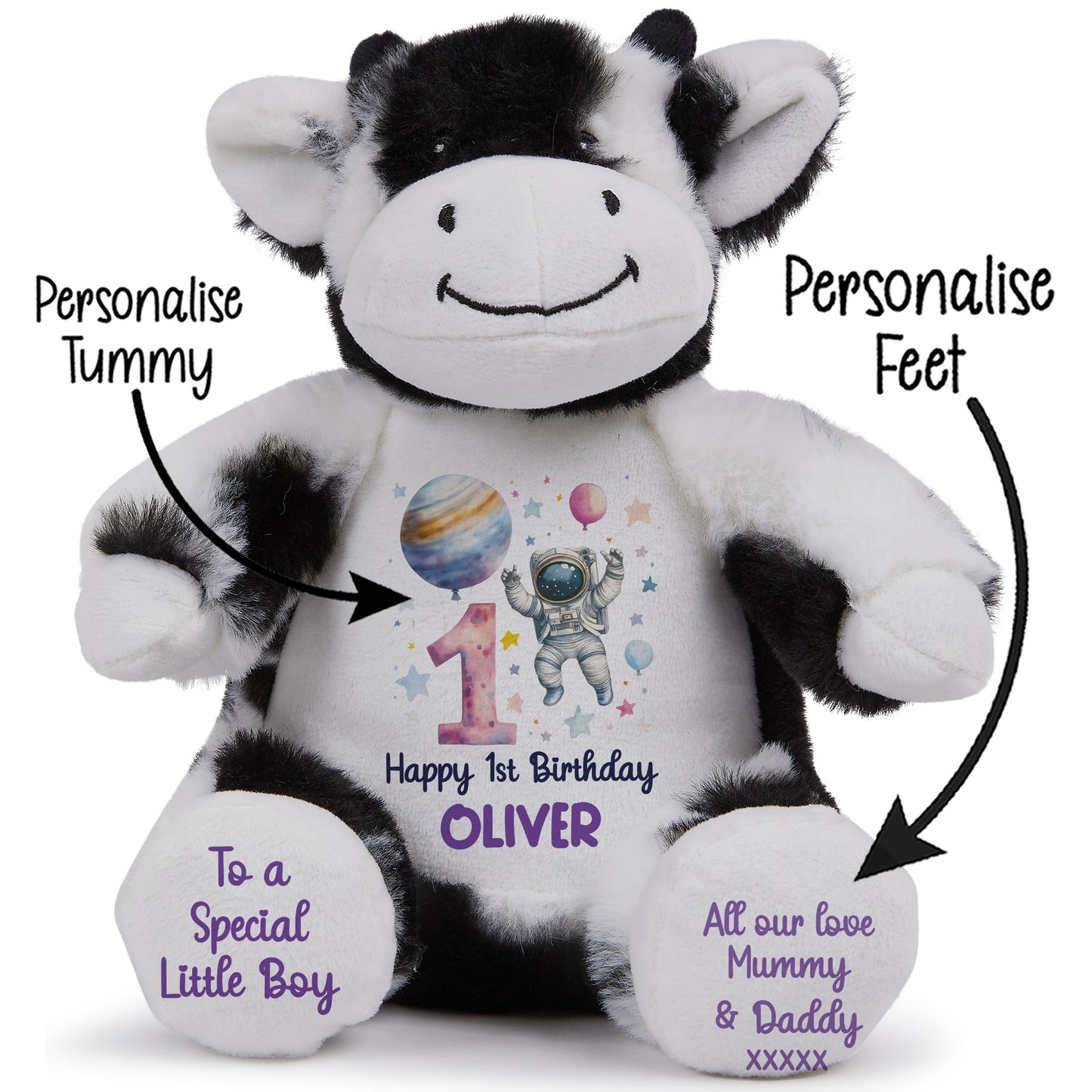 1st Birthday Spaceman Party Personalised Teddy Bear