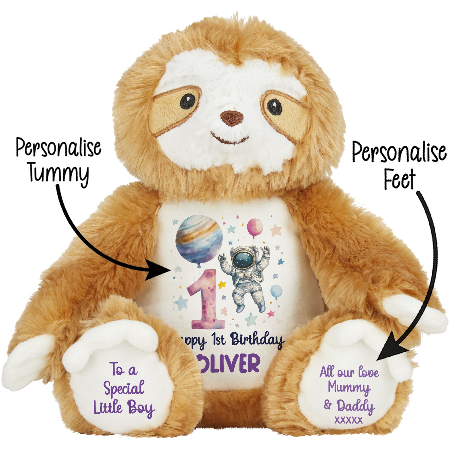 1st Birthday Spaceman Party Personalised Teddy Bear