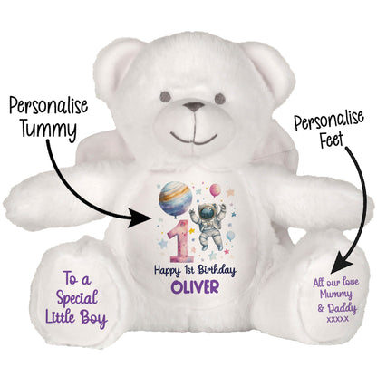 1st Birthday Spaceman Party Personalised Teddy Bear