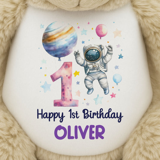 1st Birthday Spaceman Party Personalised Teddy Bear