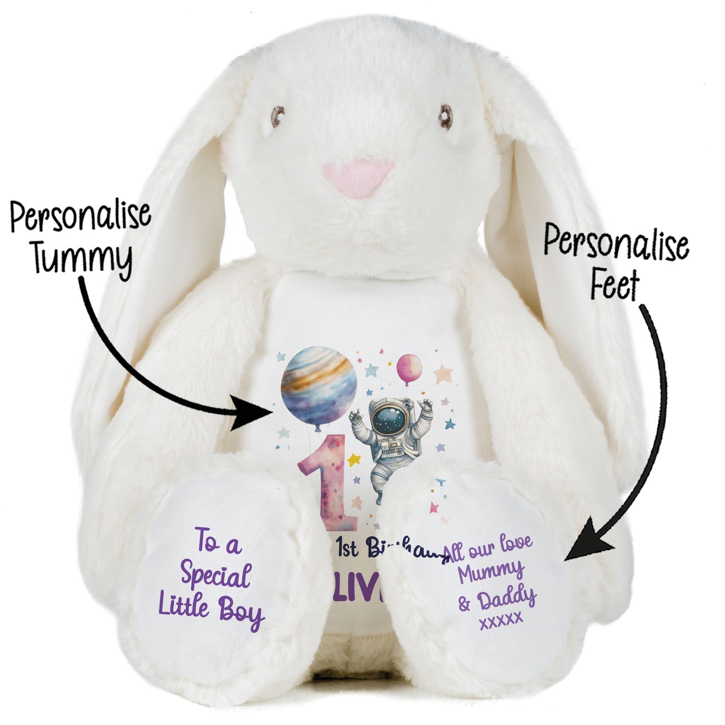 1st Birthday Spaceman Party Personalised Teddy Bear