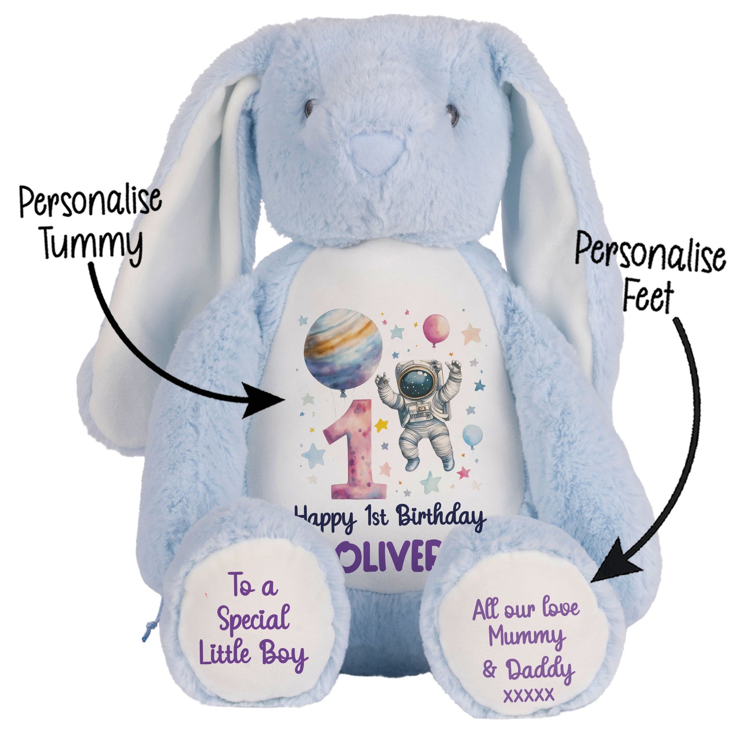 1st Birthday Spaceman Party Personalised Teddy Bear