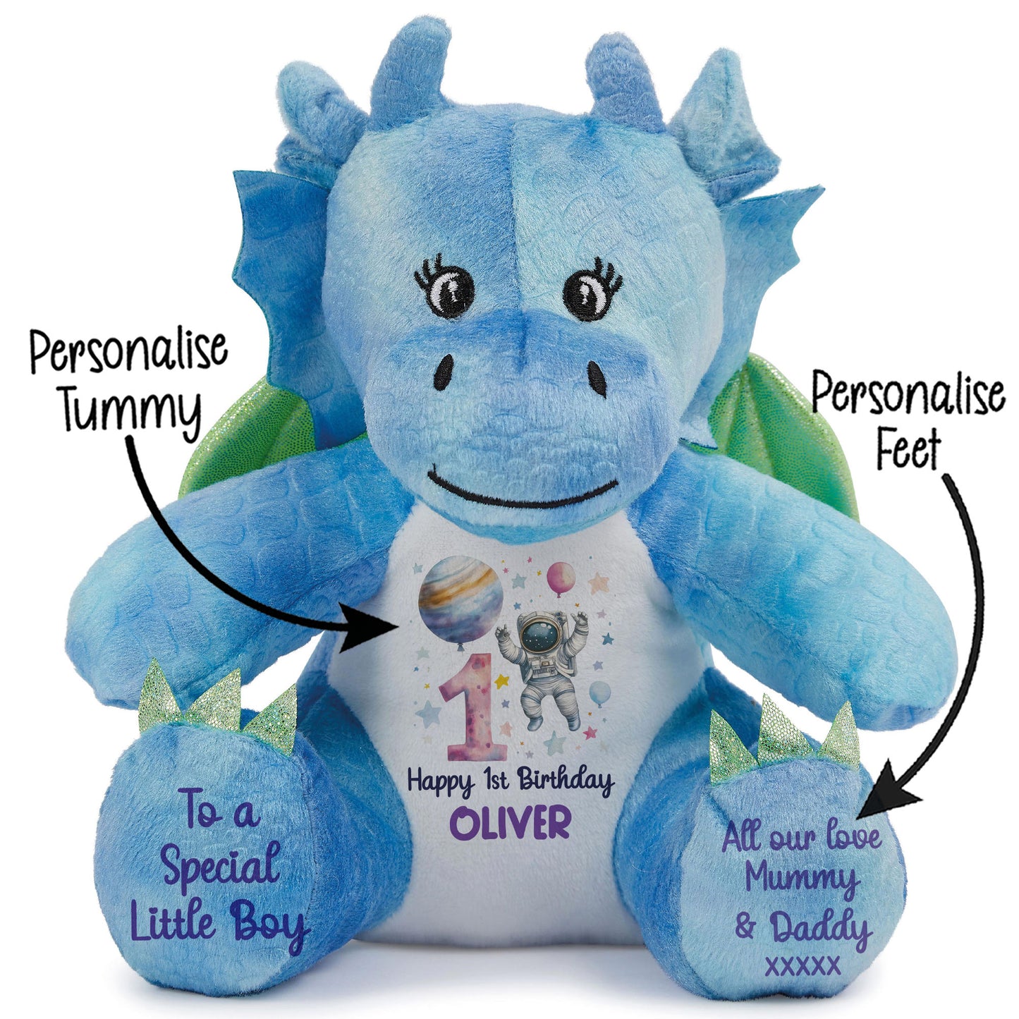 1st Birthday Spaceman Party Personalised Teddy Bear