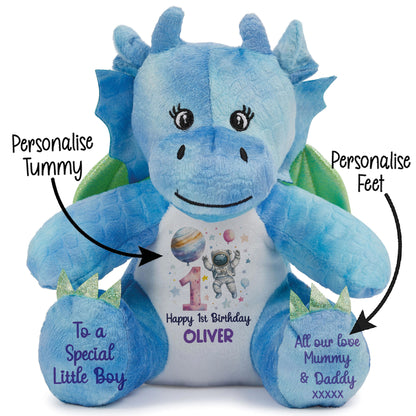 1st Birthday Spaceman Party Personalised Teddy Bear