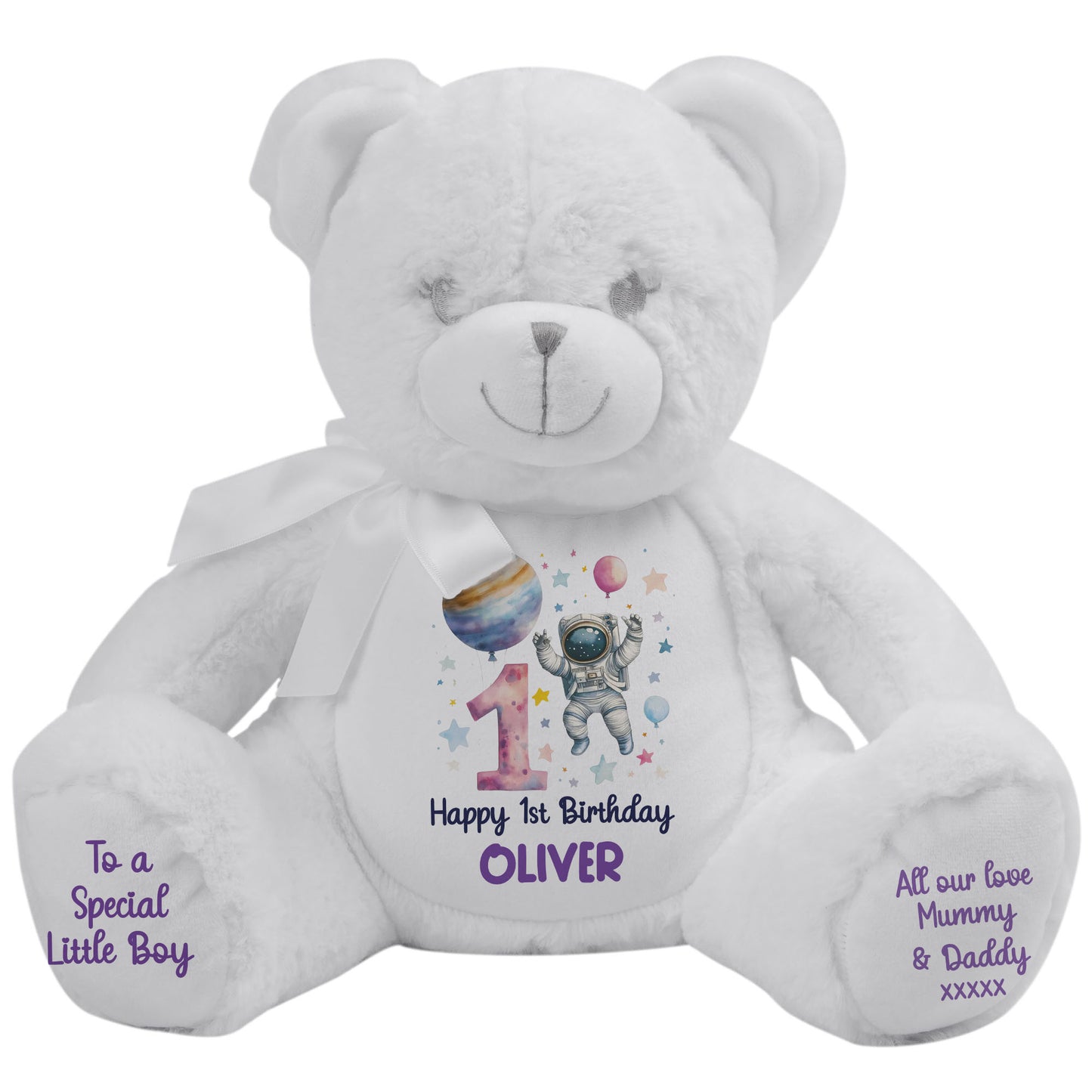 1st Birthday Spaceman Party Personalised Teddy Bear