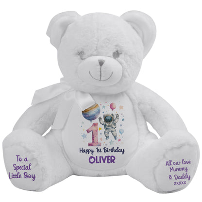 1st Birthday Spaceman Party Personalised Teddy Bear